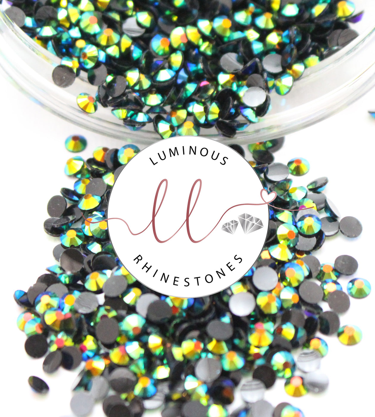 4mm AB Black Resin Rhinestones - Bulk Jars