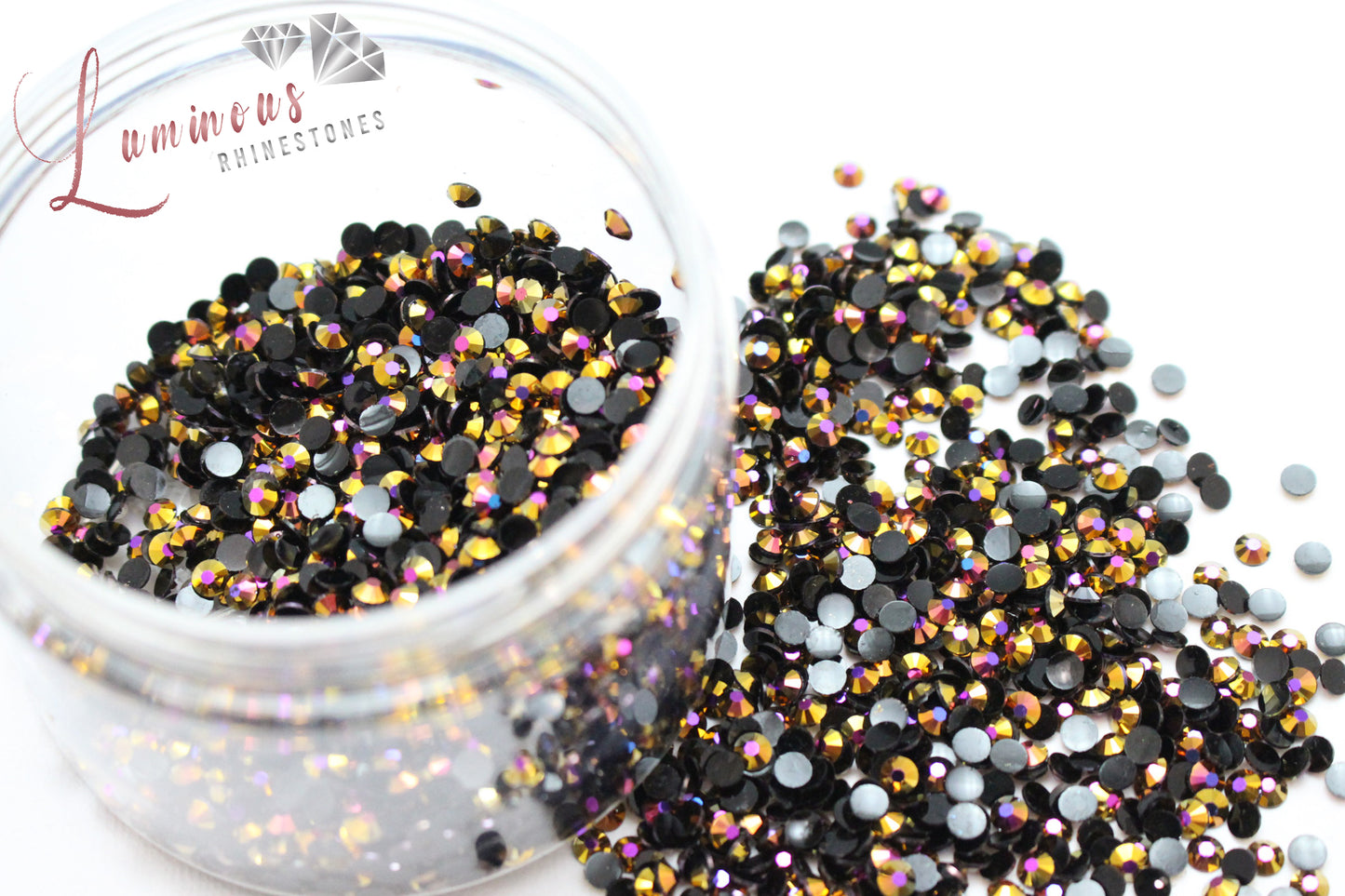 5mm Rose Gold Resin Rhinestones - Bulk Jars