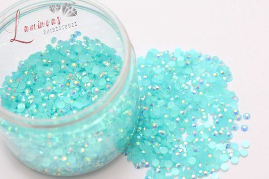 5mm Aqua Blue Jelly Rhinestones - Bulk Jars