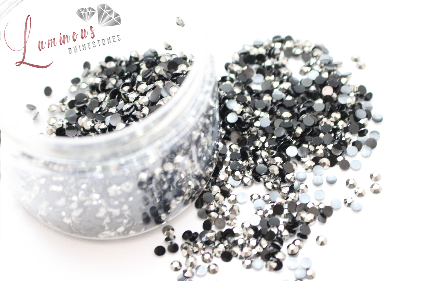 5mm Dark Silver Resin Rhinestones - Bulk Jars