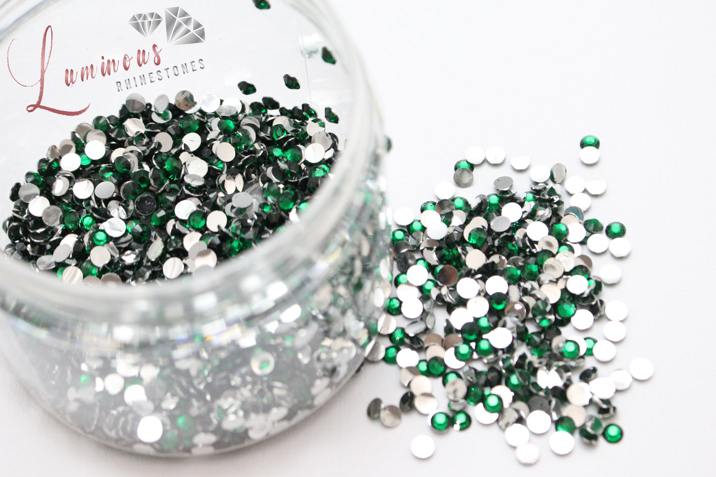 5mm Emerald Green Resin Rhinestones - Bulk Jars