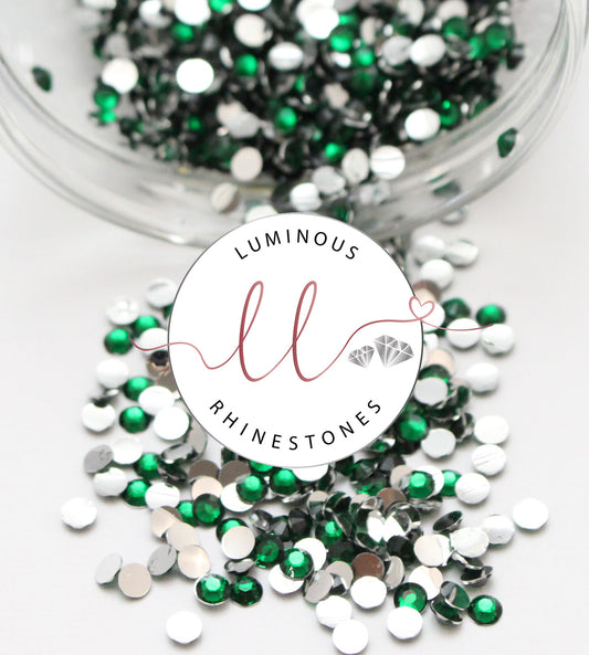 4mm Emerald Green Resin Rhinestones - Bulk Jars