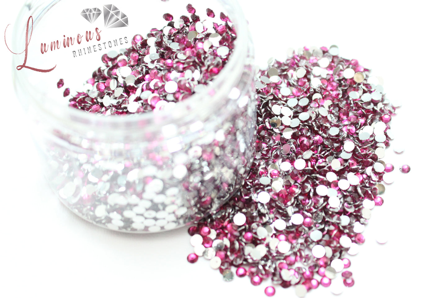 5mm Hot Pink Resin Rhinestones - Bulk Jars