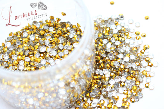 5mm Metallic Gold Resin Rhinestones - Bulk Jars