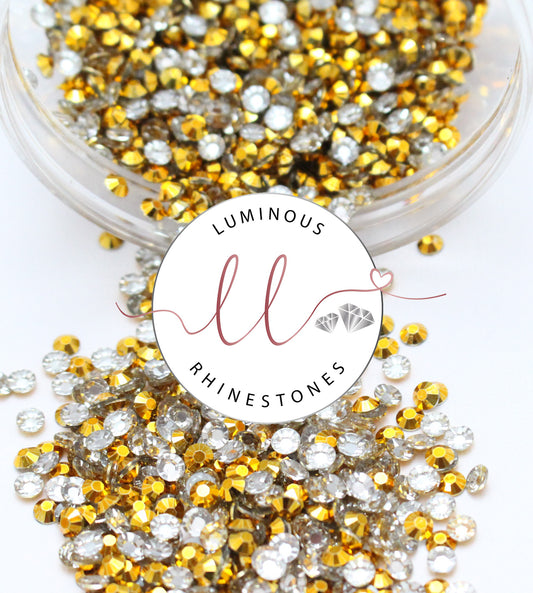 4mm Metallic Gold Resin Rhinestones - Bulk Jars