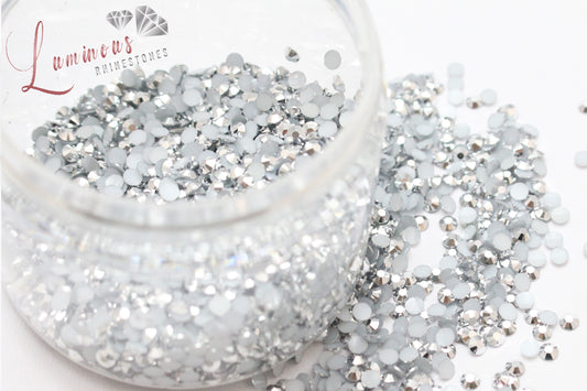 5mm Metallic Silver Resin Rhinestones - Bulk Jars