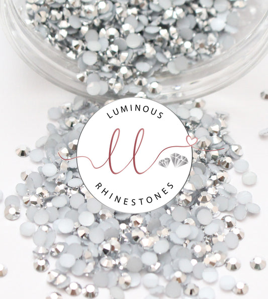 4mm Metallic Silver Resin Rhinestones - Bulk Jars