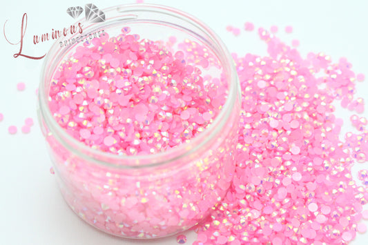 5mm Rose Pink Jelly Rhinestones - Bulk Jars