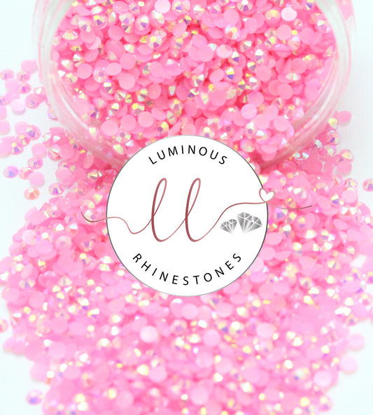 4mm Rose Pink Jelly Rhinestones - Bulk Jars