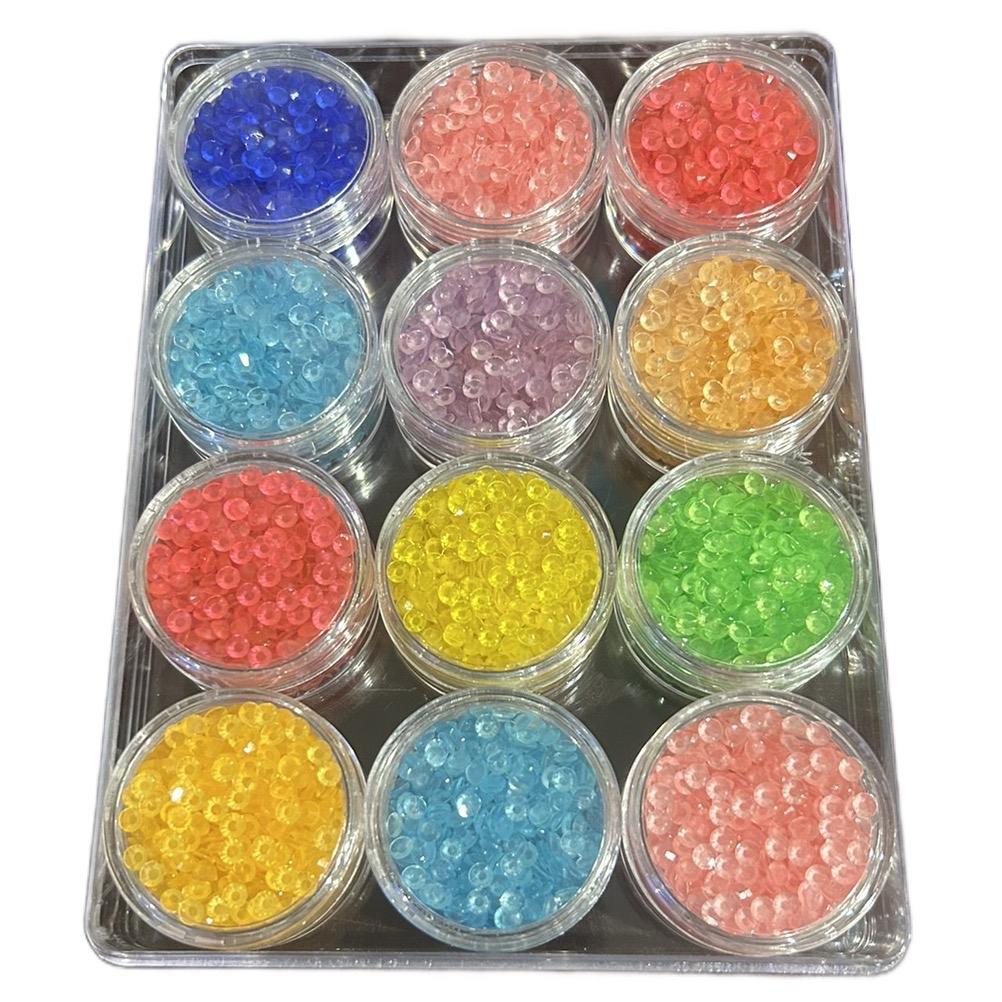 12pc Round Rhinestone Containers, Plus Storage Case